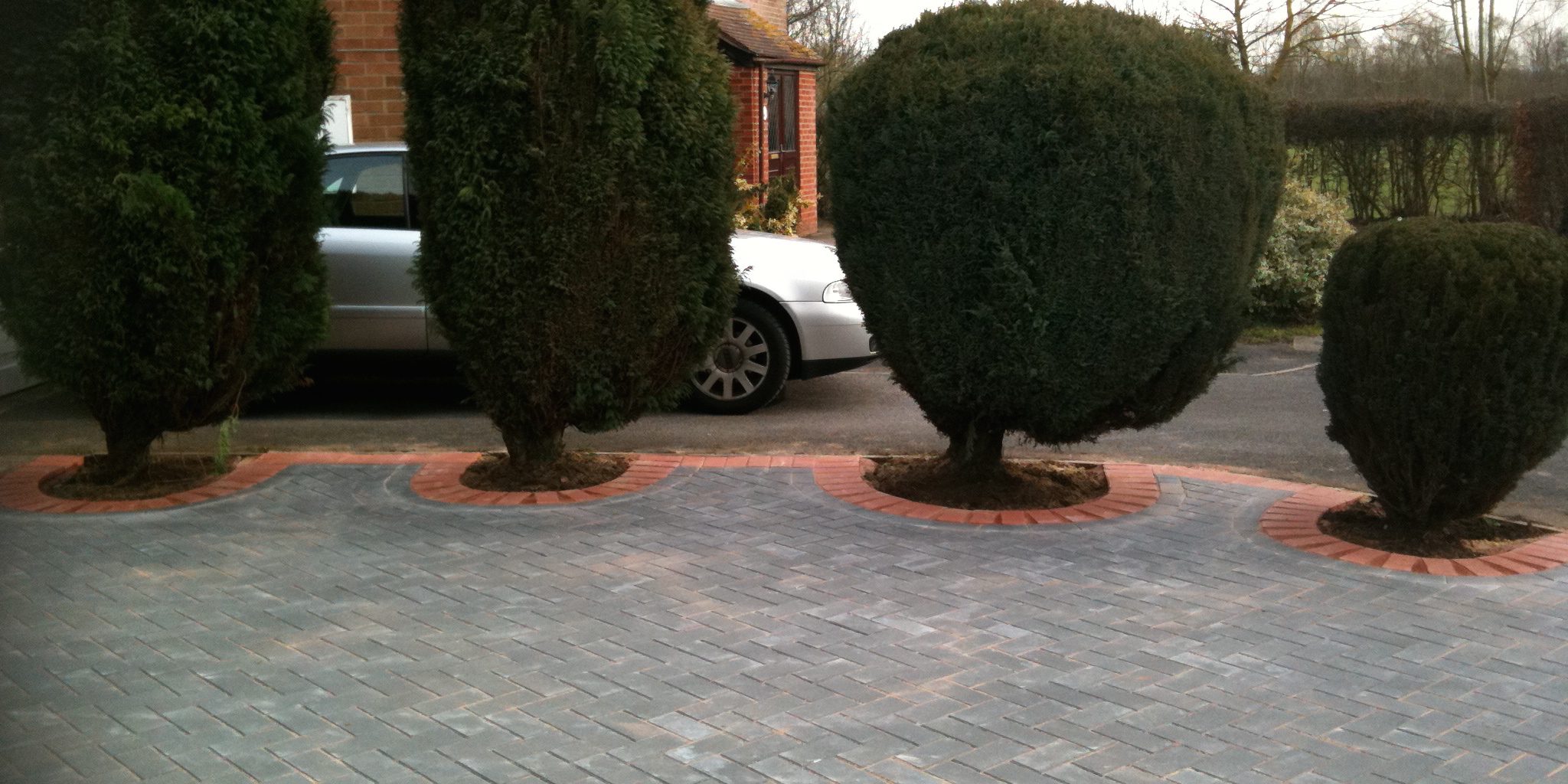 Block Paving Driveway With Tree Beds