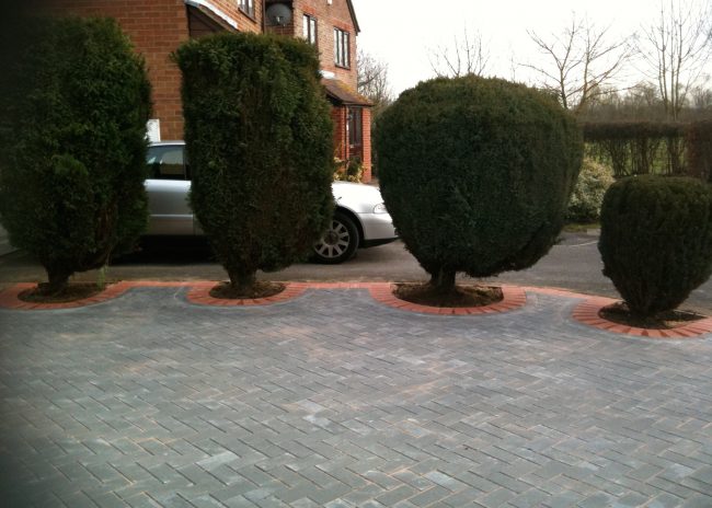 Block Paving Driveway With Tree Beds