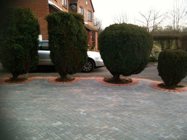 Block Paving Driveway With Tree Beds
