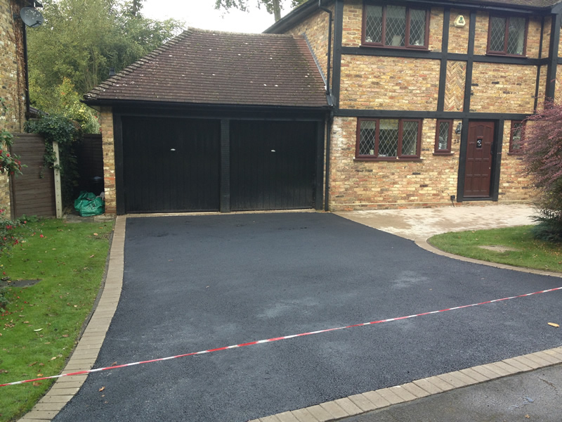 New Tarmac Driveway With Brick Edging